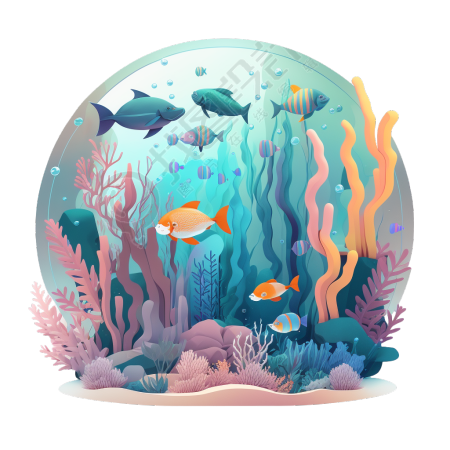 水下世界矢量插画图形素材