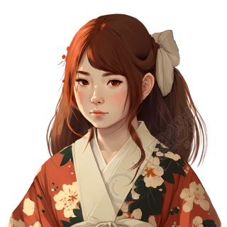 金眼棕发女子素材PNG