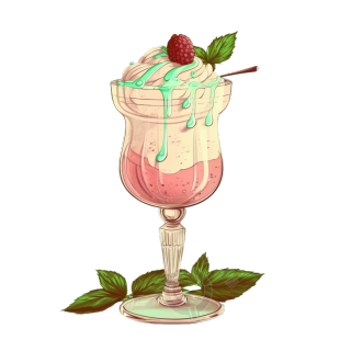 手绘草莓Clover Club鸡尾酒PNG插图设计素材