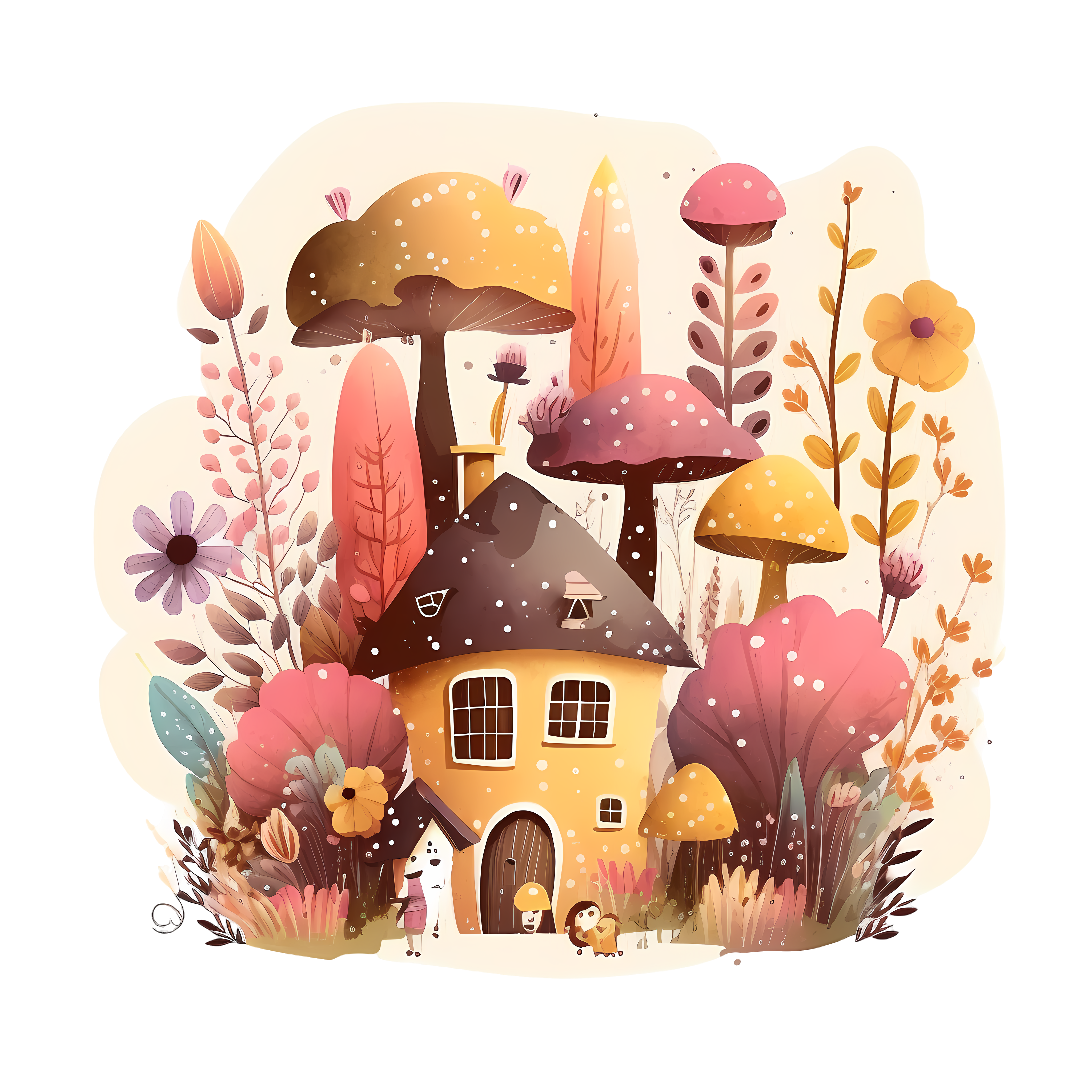 村庄花园插画设计素材