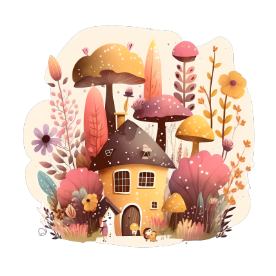 村庄花园插画设计素材