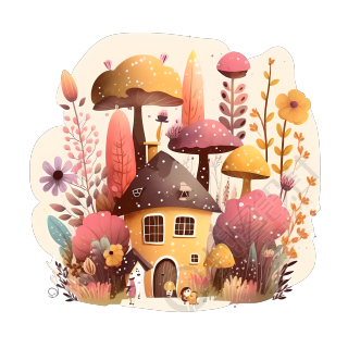 村庄花园插画设计素材