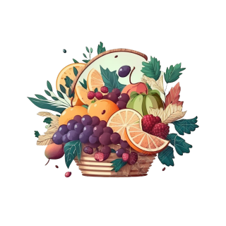 水果篮子手绘插画素材