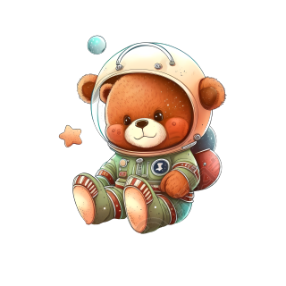卡通小熊宇航员插画设计