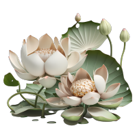 白莲花叶子素材PNG 3D渲染