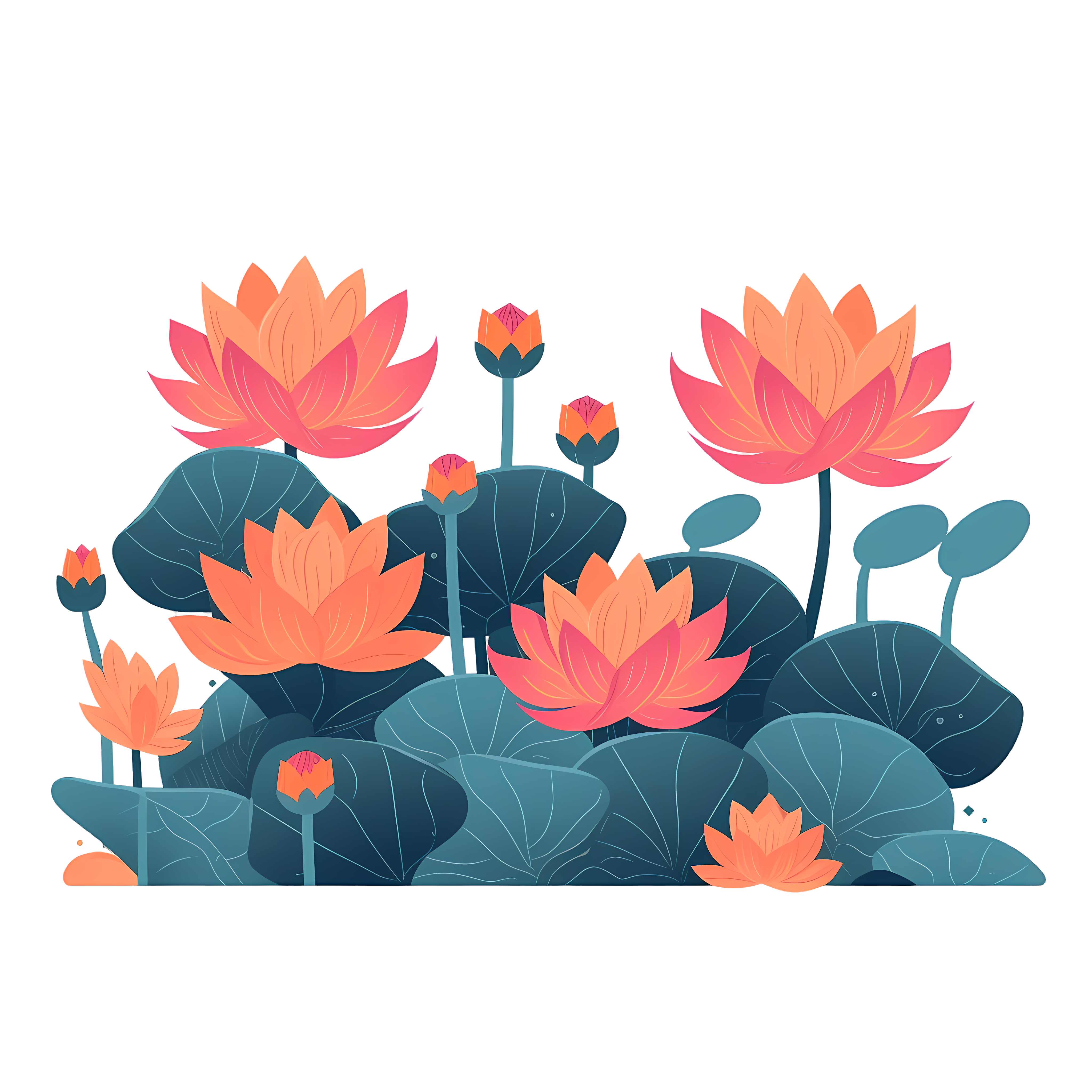 白色背景荷花插画设计素材