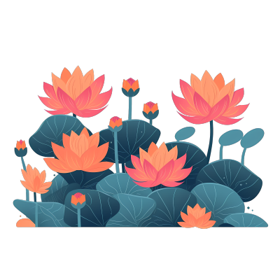 白色背景荷花插画设计素材