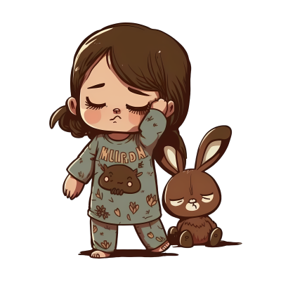 可爱兔耳女孩插画设计素材