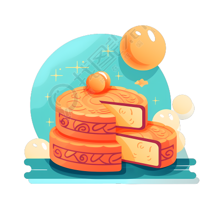 白底月饼插画设计