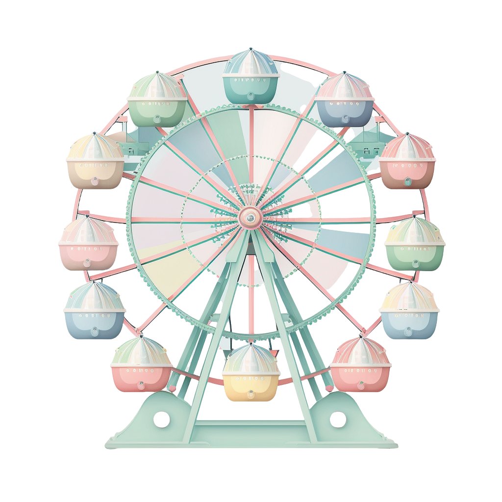 可爱轮椅糖果色摩天轮PNG插画