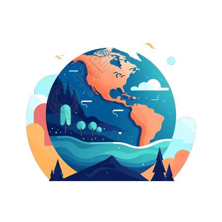 平面插画设计元素One Earth