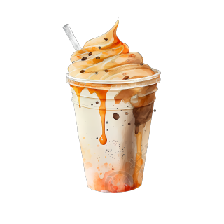 优质插画设计元素-牛奶茶水彩手绘图