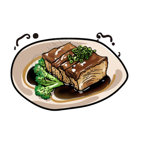手绘美食插画-红烧肉