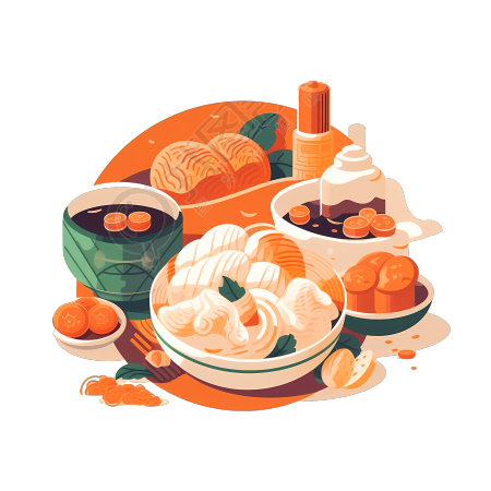 精美中式美食插画设计素材