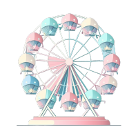 可爱粉蓝色摩天轮矢量插画
