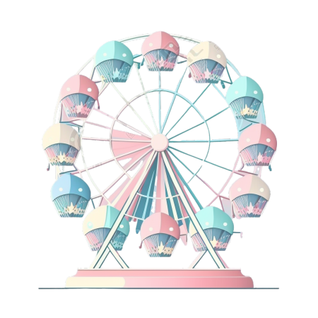 可爱粉蓝色摩天轮矢量插画