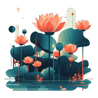 白底荷花插画设计素材