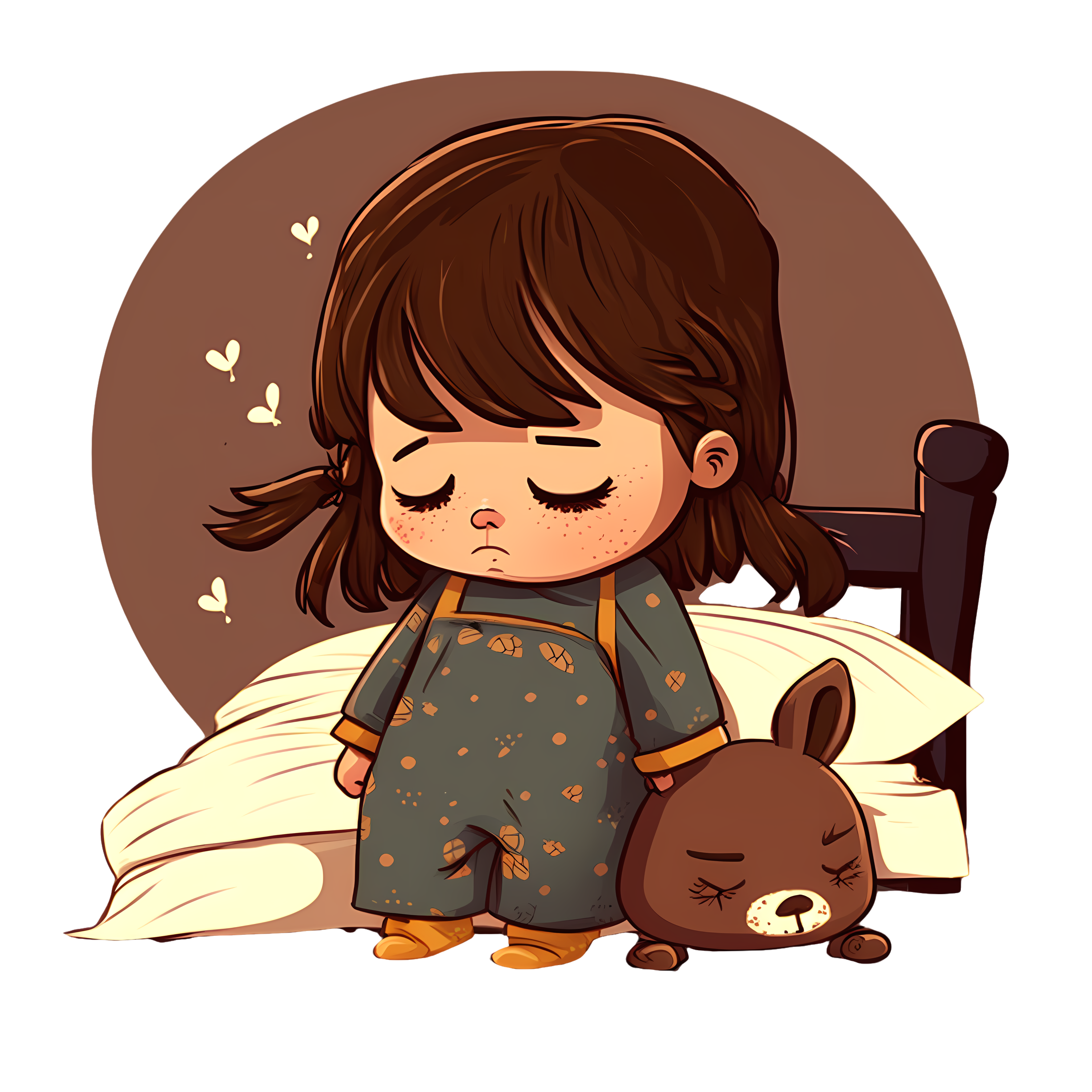 可爱睡衣小女孩插画PNG素材