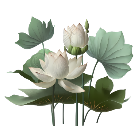 莲花白色透明PNG素材 3D渲染高清插画设计商业可用