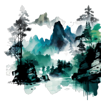 中国风山水画墨色飘逸设计素材