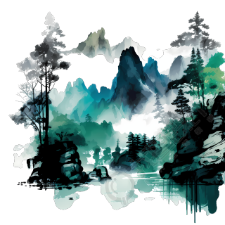 中国风山水画墨色飘逸设计素材