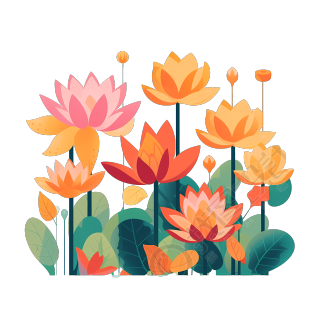 白底荷花插画设计元素PNG素材