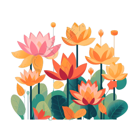 白底荷花插画设计元素PNG素材