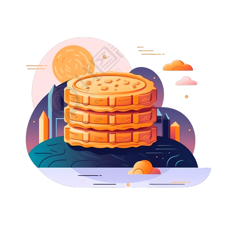 平面插画白底月饼图案素材
