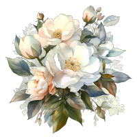 水彩白色山茶花PNG素材