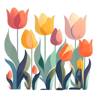 简约高清插画素材-白底鲜花图案PNG