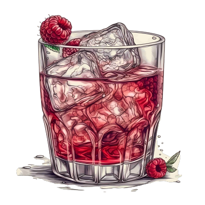 覆盆子装饰的鸡尾酒插画设计素材