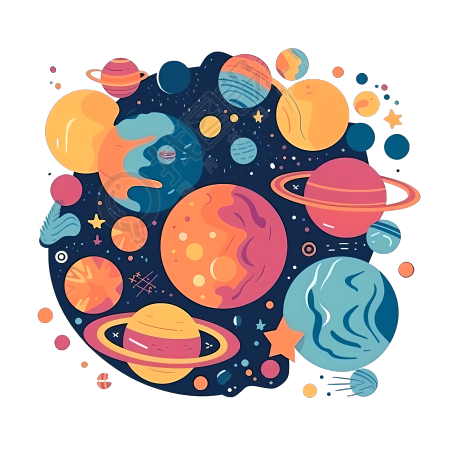 白色背景下的宇宙图形素材