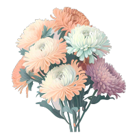手绘石菊花束矢量素材