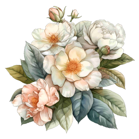 白色山茶花插画设计素材