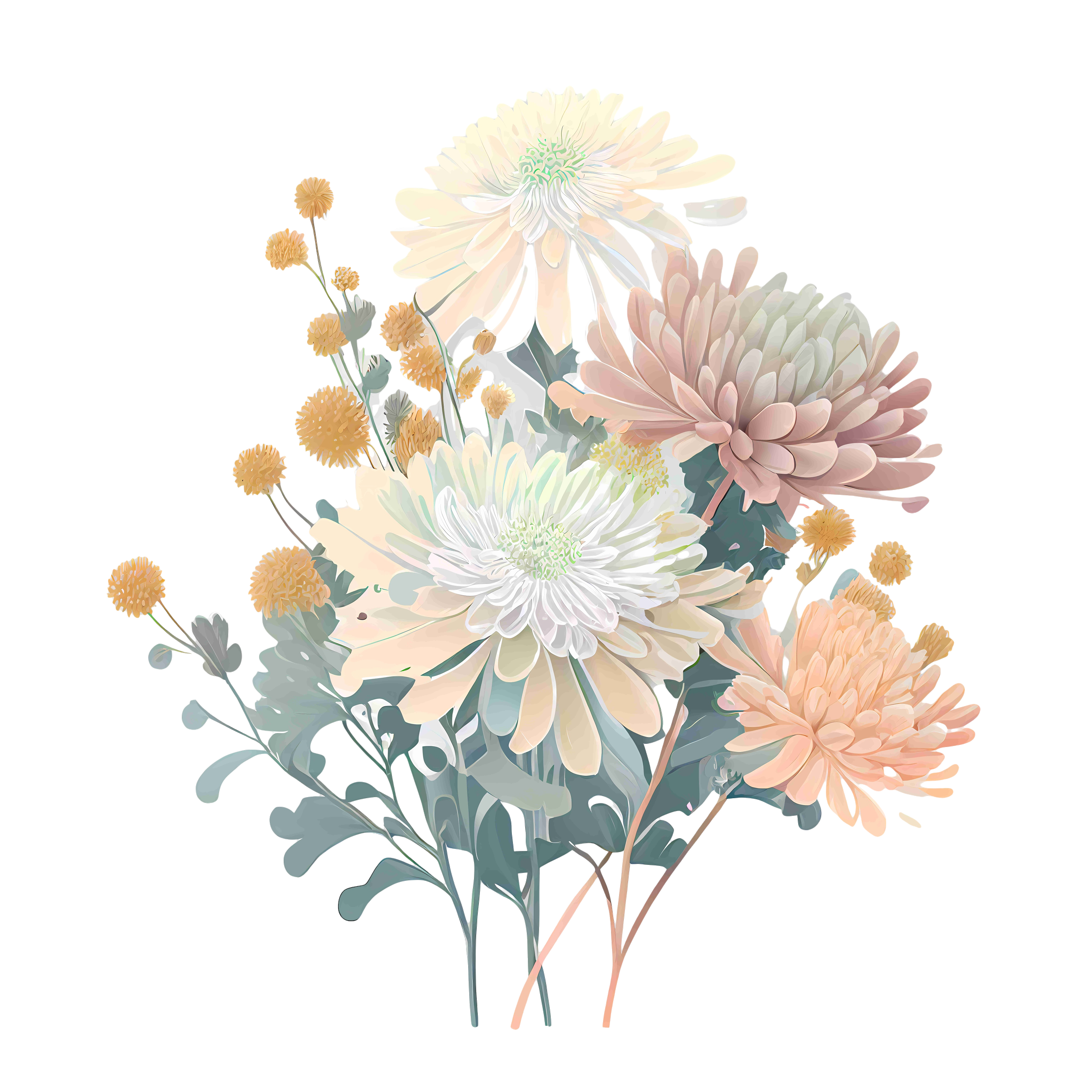 手绘烟花菊向量图