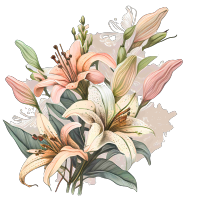 柔和色调百合花束矢量图