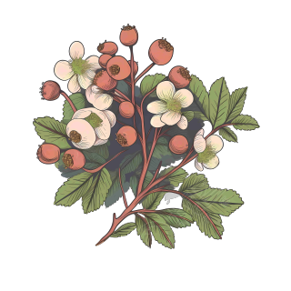 柔和色彩的山楂花插画素材