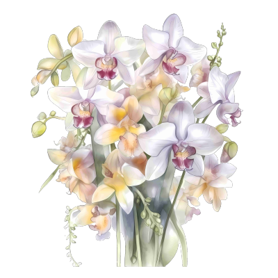 水彩色调钟兰花束PNG素材