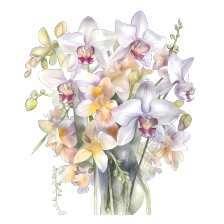 水彩色调钟兰花束PNG素材