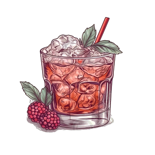 手绘草莓装饰鸡尾酒高清PNG图形素材