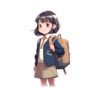 可爱校服小女生插画素材