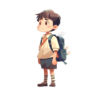 可爱校服男孩插画素材