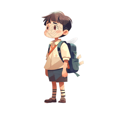 可爱校服男孩插画素材