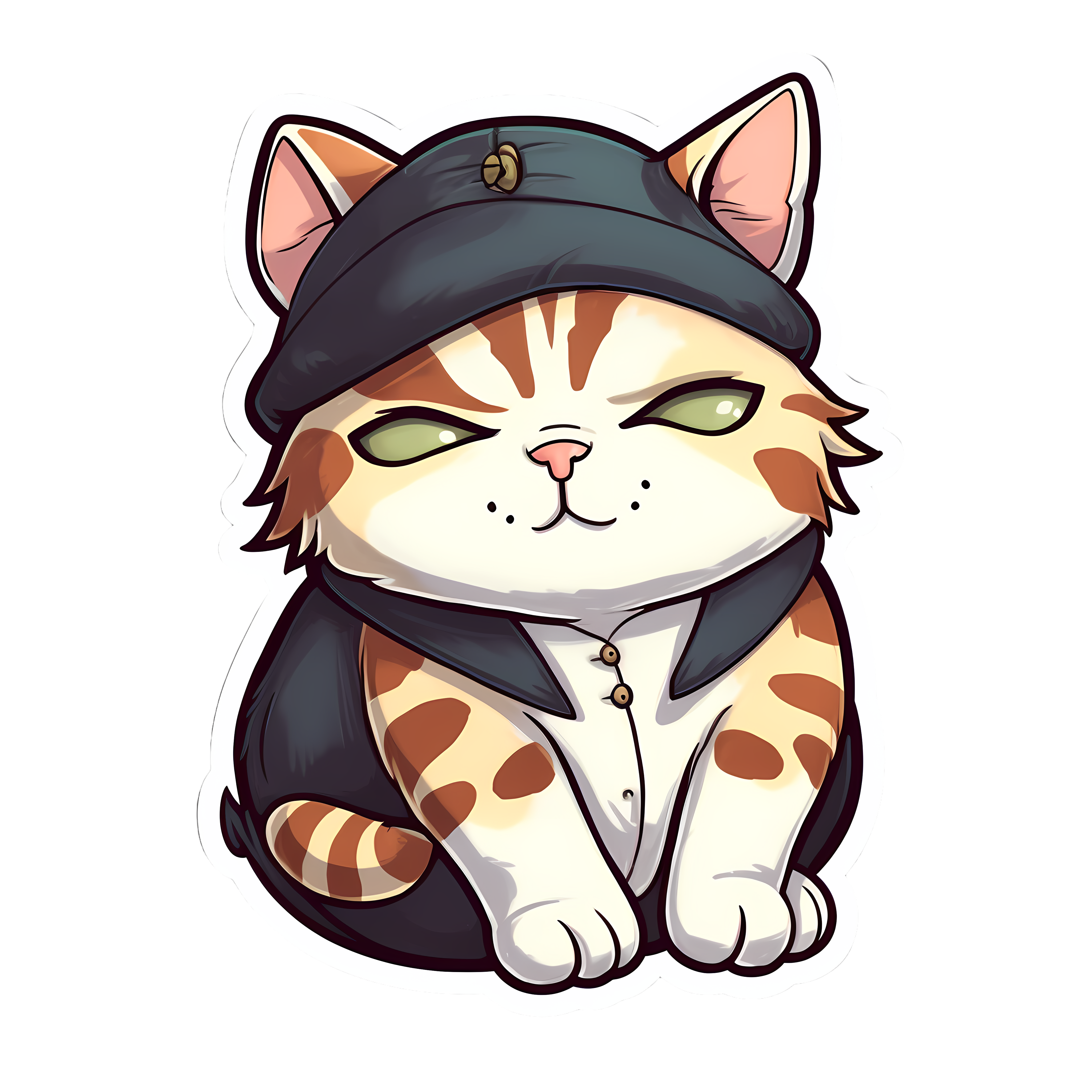 黑白礼服猫打盹PNG插画设计素材