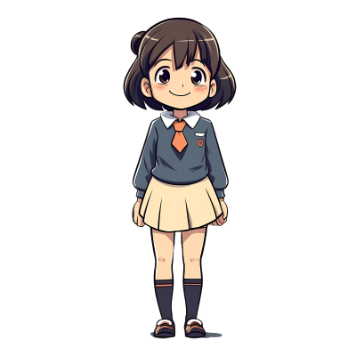 宫崎骏风格校服小女孩插画设计
