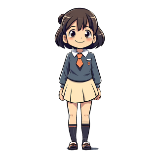 宫崎骏风格校服小女孩插画设计