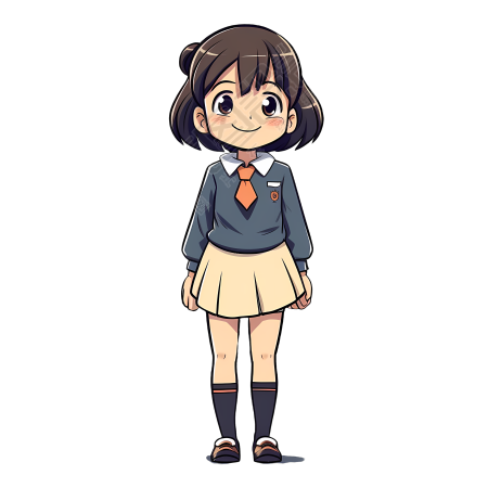 宫崎骏风格校服小女孩插画设计