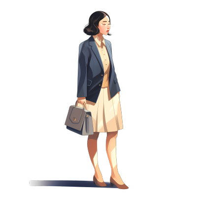 亚洲女性商务套装插画设计素材