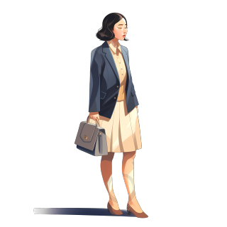 亚洲女性商务套装插画设计素材