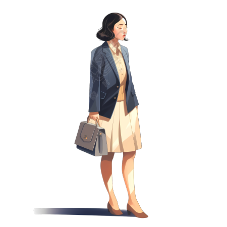 亚洲女性商务套装插画设计素材